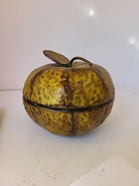 Vintage Rustic Farmhouse Metal Apple Canister